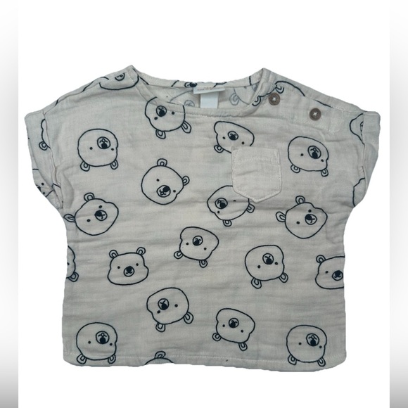 Cat &  Jack short Sleeve bear theme  Size 6-9 Months - Picture 1 of 7